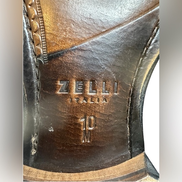 Zelli Savannah Italian calfskin penny loafer black men shoes, size 10, pre-owned main image 11